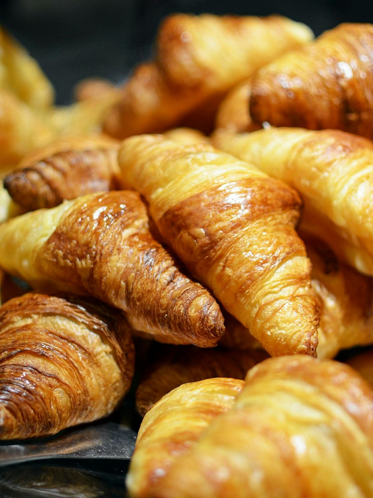 Close-up of buttery croissants